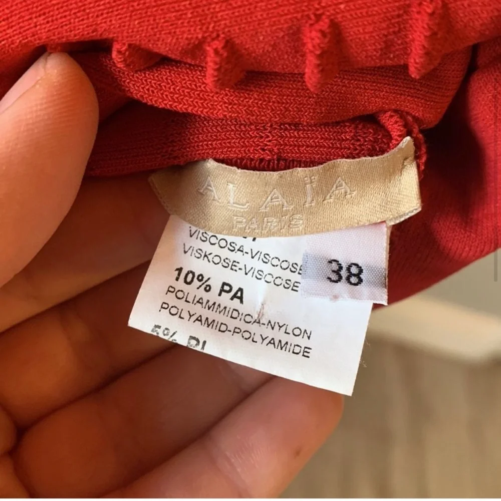 [ALAIA] Red Square Neck Knit Dress - Size 38/4 - Picture 5 of 6